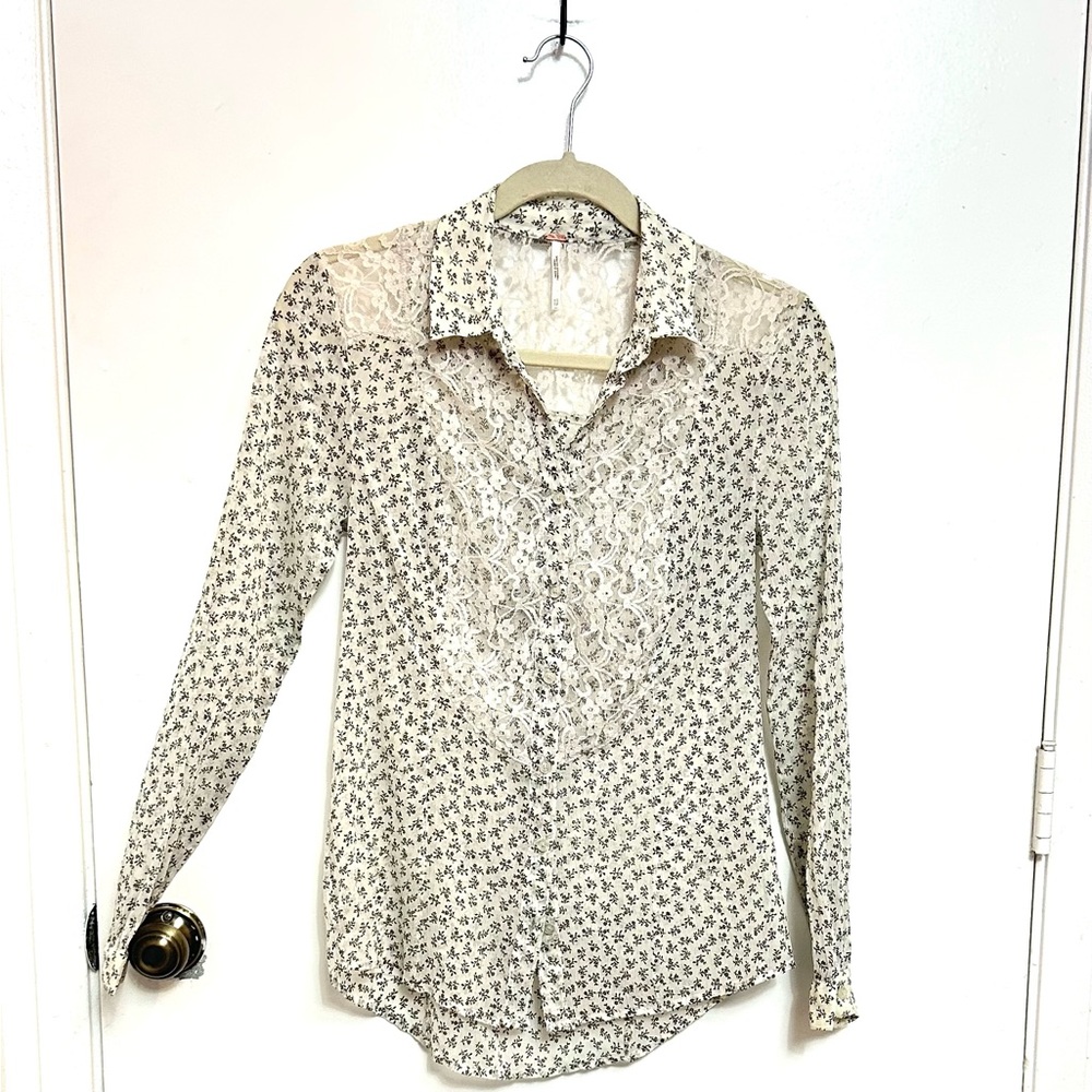 Free People Sheer Lace Blouse